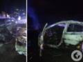 В Киеве пьяный водитель Lexus сбил насмерть пешехода, а затем врезался в столб: машина загорелась. Подробности и фото