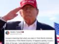 Трамп заявил, что Европа превращается в страну третьего мира