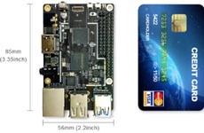 Single-board computer ROCK64 in size is comparable to a bank card