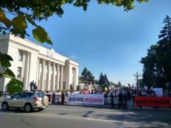 A meeting was held under the Rada, protesters lit up smoke bombs - PHOTO,