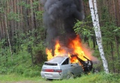 Бригада «Екатерінбурггаза» погасила палаючий автомобіль в лісі