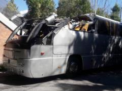In Italy, a tourist bus rammed a bridge