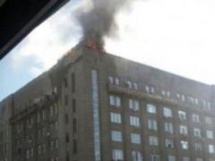 In Kharkov, a residential house is burning