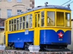 In Kiev, an old sightseeing tram