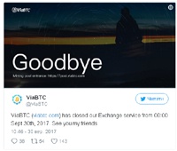 Закрылась китайская криптобиржа ViaBTC