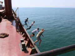 Mirzoyan effectively jumped into the water from the ship s board in a new clip