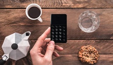 Presented a button Android-smartphone the size of a credit card