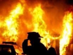In Kiev, a building burns