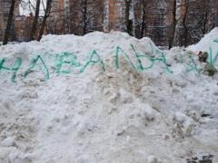 Muscovites have come up with a simple way to speed up the harvesting of snow: on snowdrifts write  Navalny 