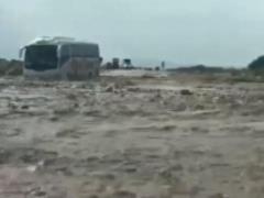 In Israel, a tourist bus was flooded