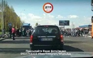 Protesters blocked the road in the suburbs of Kiev