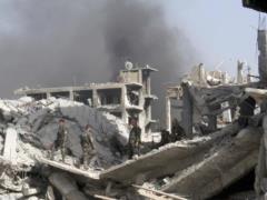 On Homs, missiles fell