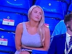 The girl with big breasts became the object of attention on the match of England
