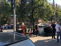 In Sumy because of an accident the patrol car was thrown on pedestrians