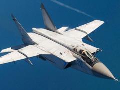 Burning MiG-31 hit the video