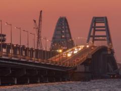 Under the Crimean bridge have noticed  rusty trough 