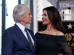 Catherine Zeta-Jones supported Michael Douglas with a passionate kiss in public