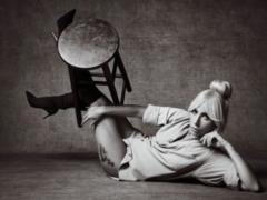 Feminine Lady Gaga in one shirt starred in a stylish photo shoot for the famous gloss