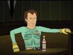 Shakhtar goalkeeper portrayed in an American cartoon with vodka and cigarettes, he helps save the Earth