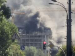 A new building was burning in the center of Kiev