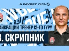 Скрипник – лучший тренер 12-го тура УПЛ, Громов – лучший игрок