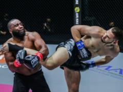Serbian kickboxer knocks out his opponent with a hard  