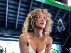 51-year-old Jennifer Lopez in an ultra-sexy monokini posed on a blackboard