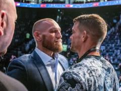 A tense meeting: McGregor and Poirier had a duel of looks before rematch