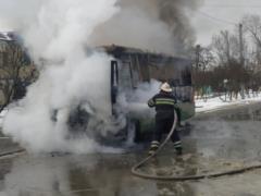 Причина устанавливается: в Харькове сгорела маршрутка