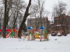 The reconstructed square near the recreation center  