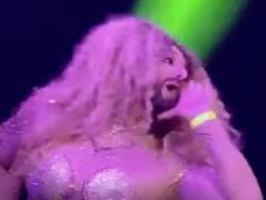 Daniel Salem with fake bust and buttocks shocked with reincarnation in Beyonce