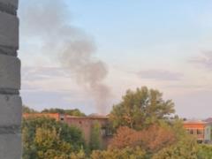 An abandoned barracks of the former pilot institute burns in Kharkov