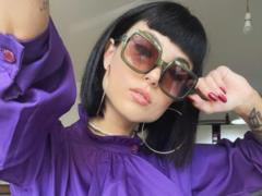Damiano David s girl in latex showed lush breasts and unshaven armpits