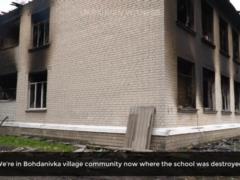 The network showed a video with a destroyed school in the Kiev region, in which the invaders organized a  