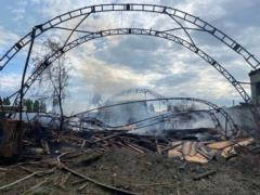 Timber warehouse caught fire in Kharkiv due to enemy shelling