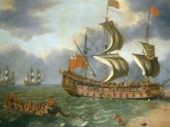 The Gloucester frigate was found off the coast of England, on which the future King James II almost drowned in the 17th century