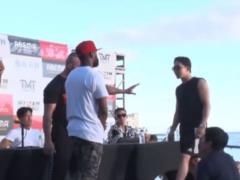 Mayweather s bodyguard brutally intervened in a duel of views with the future rival of the legend