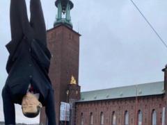 Mannequin resembling Erdogan hung upside down in Stockholm