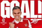 Trossard scoring his debut goal for Arsenal