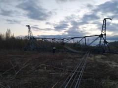 Power line pylon blown up near Petersburg