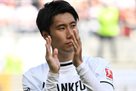 Kamada ta Rode play from the first half of the cup final match against RB Leipzig