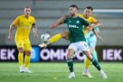 Volynets and Pikhalyonok at the start of Dnipro-1 for the match against Panatinakosa