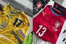 The team of Ukraine appeared with a set of uniforms for the game against the Czech Republic