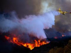 Canadian plane fighting fire in Los Angeles collides with bloggers  drone