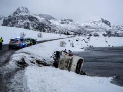 In Norway, a bus overturned and fell into a lake for the second time in a month