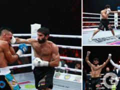 The famous Ukrainian boxer won the championship battle with three knockdown
