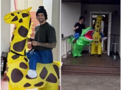 Dantes and chosen one Katsurina in animal costumes made her 9-year-old daughter with a surprise