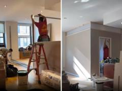 The couple found a brilliant way to place another room in a tiny apartment