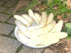 Residents are scared: for more than a year on the street a plate with purified bananas has a plate monthly
