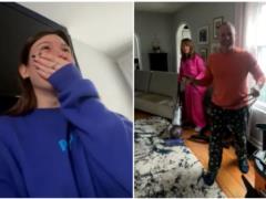 The woman heard the noise in the house and caught on the  
